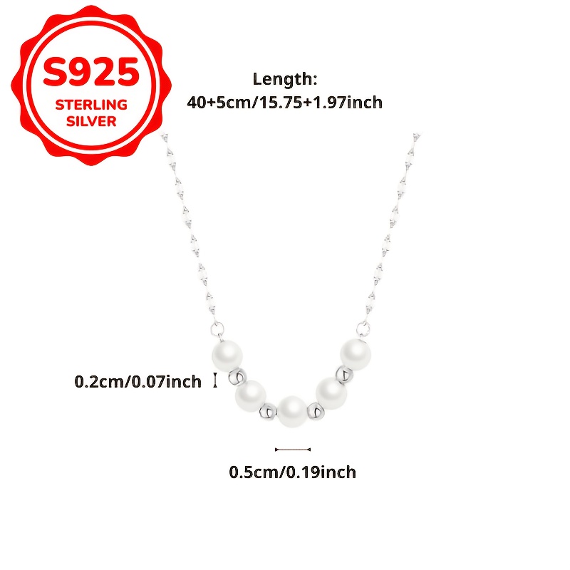 Women's 925 Silver Pearl Necklace Clavicle Chain